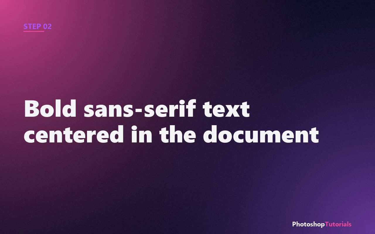 Screenshot: Bold sans-serif text centered in the document