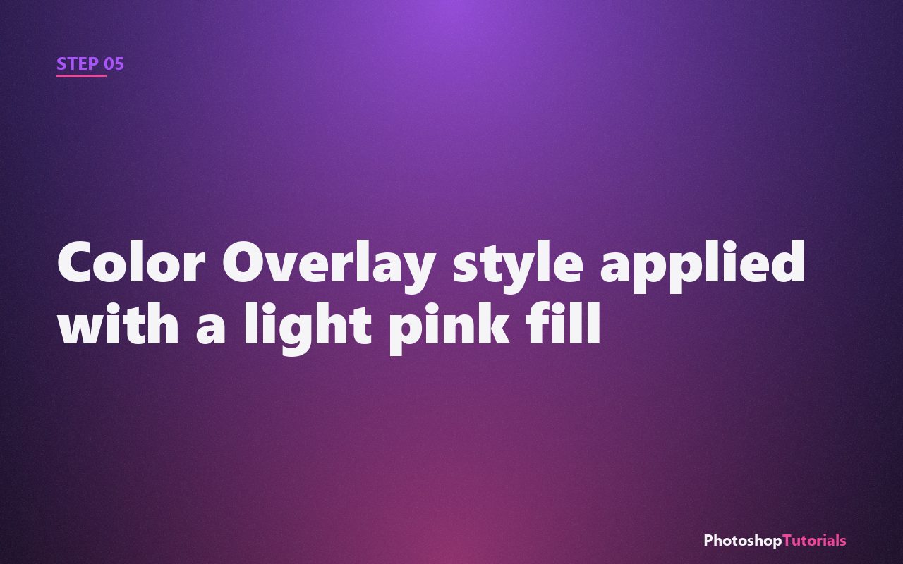 Screenshot: Color Overlay style applied with a light pink fill