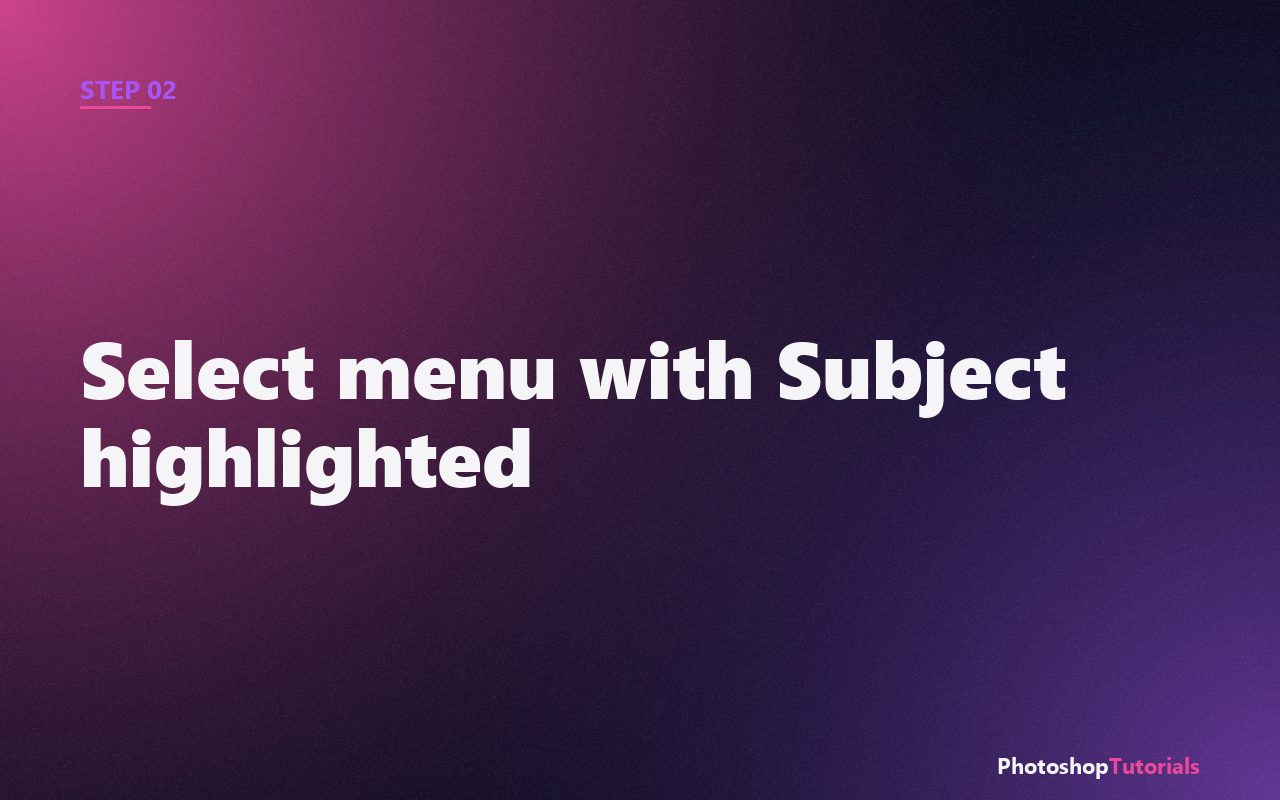 Screenshot: Select menu with Subject highlighted
