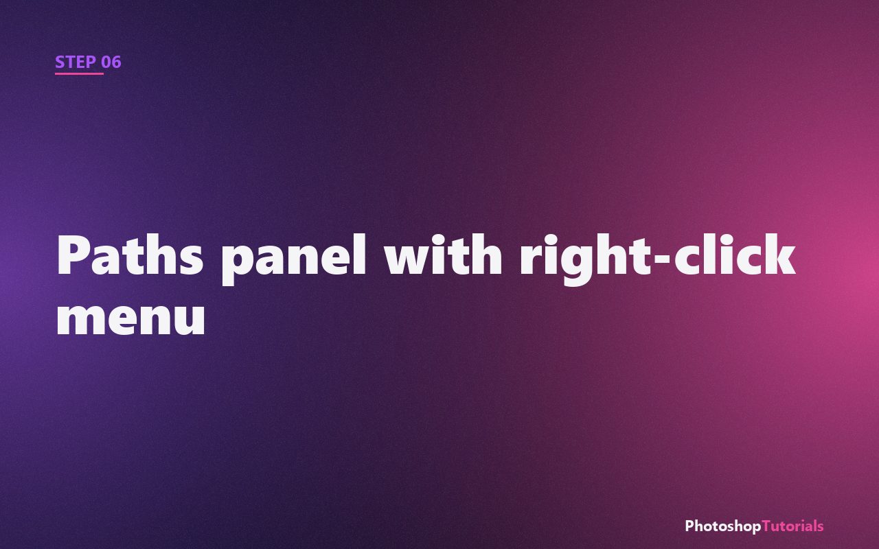 Screenshot: Paths panel with right-click menu