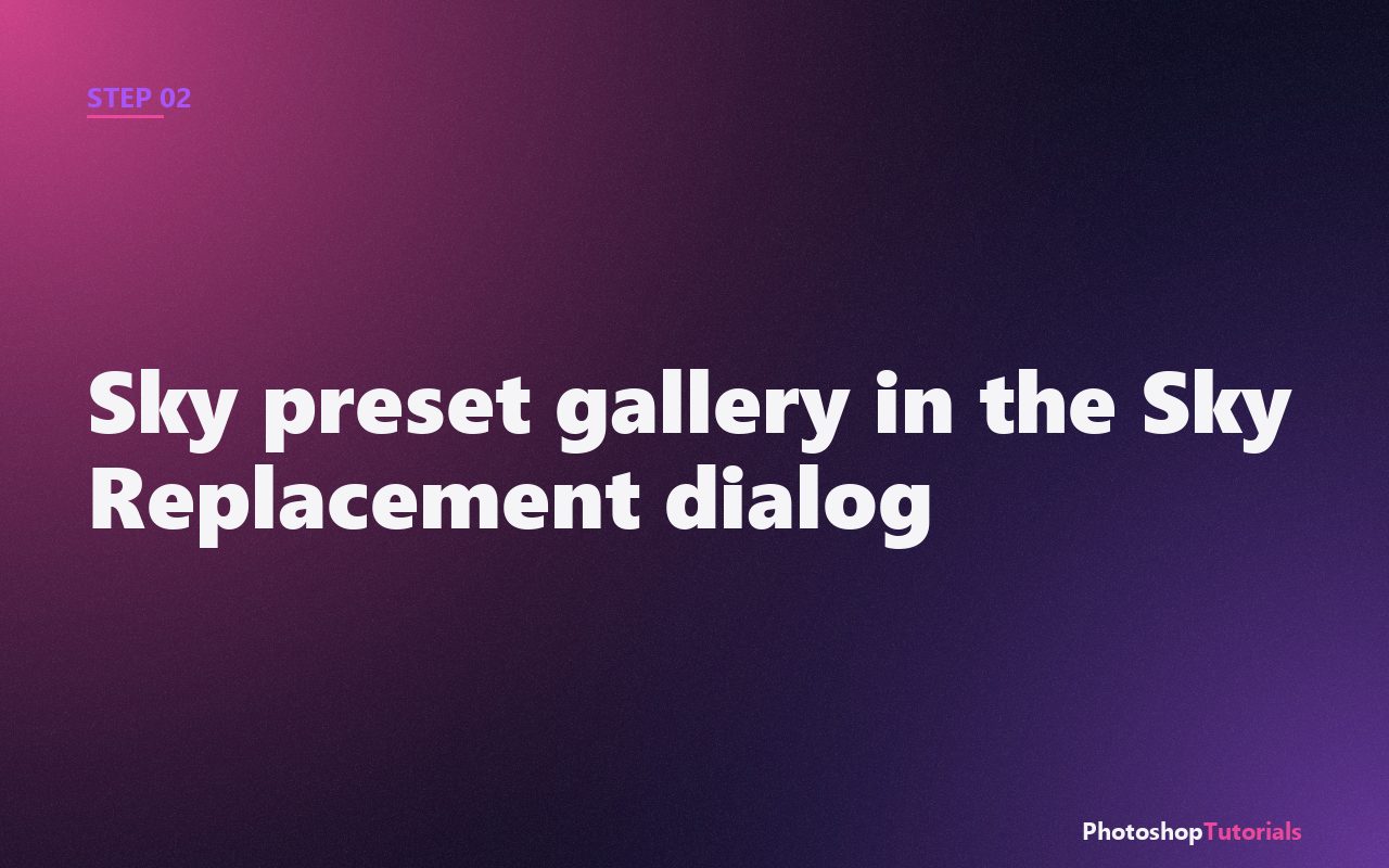 Screenshot: Sky preset gallery in the Sky Replacement dialog