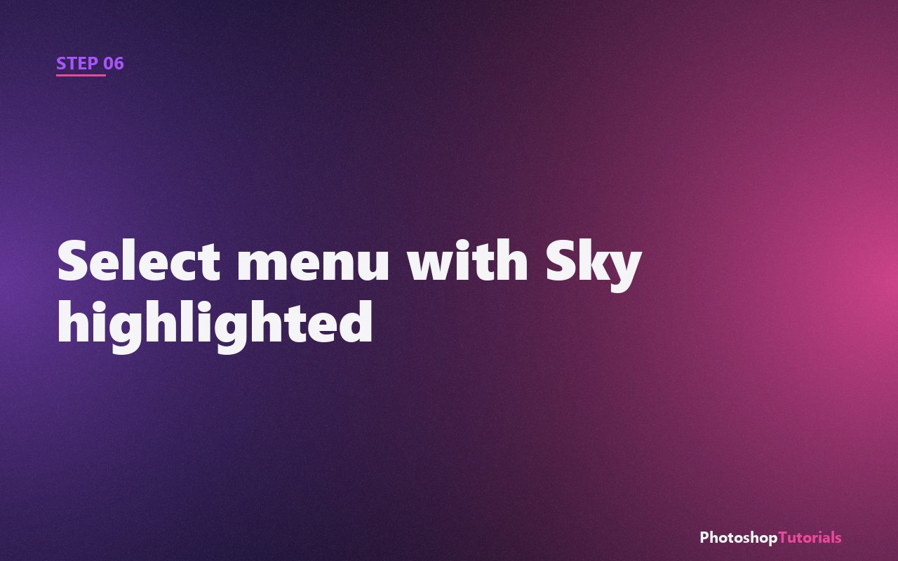 Screenshot: Select menu with Sky highlighted