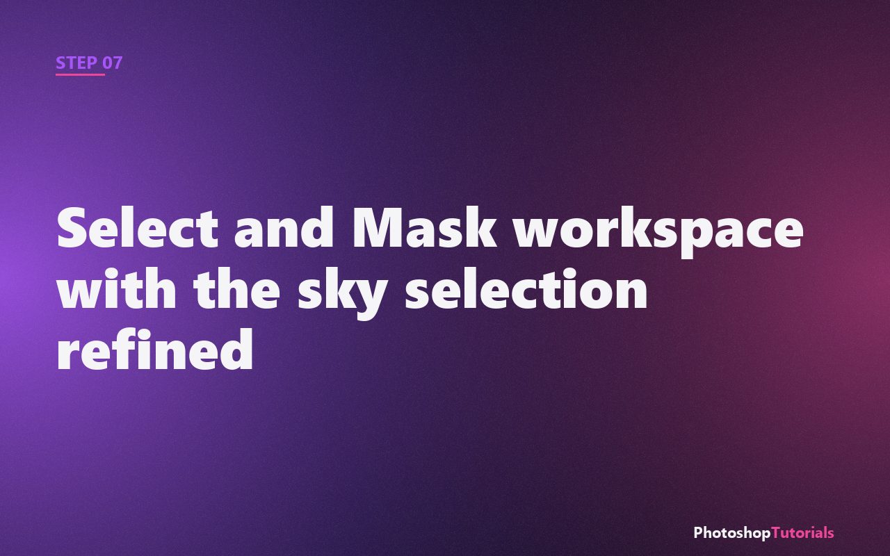 Screenshot: Select and Mask workspace with the sky selection refined