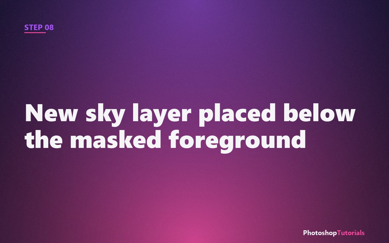 Screenshot: New sky layer placed below the masked foreground